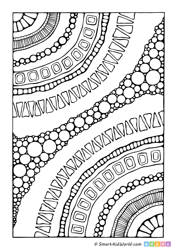 Abstract mindful coloring page for adults and teenagers, fragments of mandala in doodle style