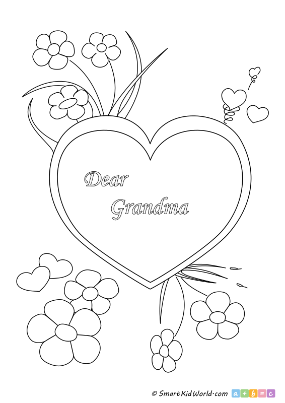 Card for Grandma free printable coloring page for kids on Grandmother's Day