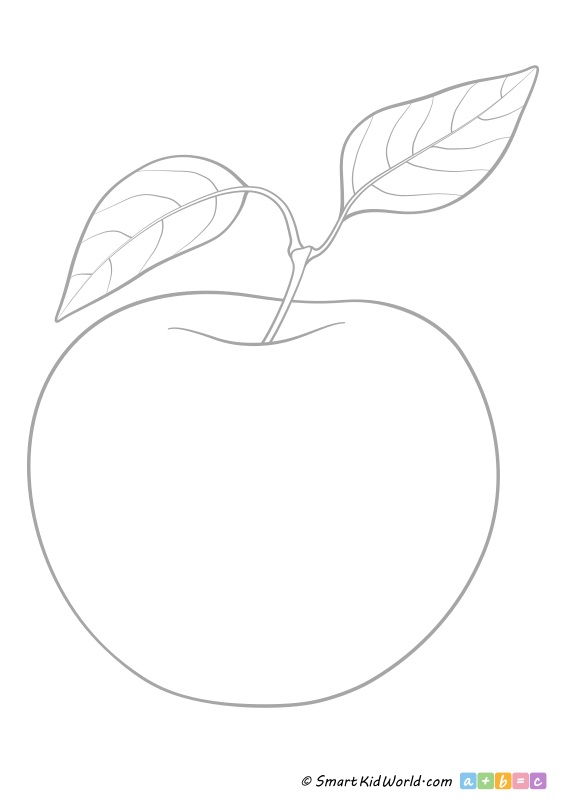 Printable apple coloring pages for kids and preschoolers, fruit decorations