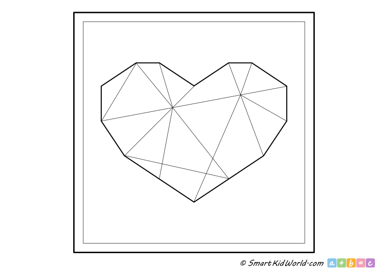 Geometric heart coloring page - Printable Valentine's day coloring page for kids
