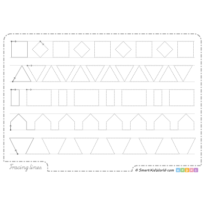 Large tracing lines worksheets for preschoolers to print as an introduction to learning to write, handwriting practice for kids