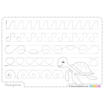 Large tracing lines worksheets for preschoolers to print as an introduction to learning to write, handwriting practice for kids with coloring page