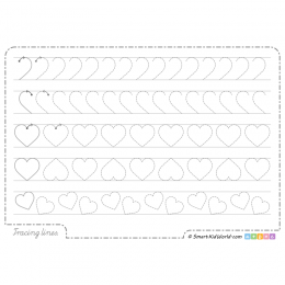 Valentine hearts - large tracing lines worksheets for preschoolers to print as an introduction to learning to write, handwriting practice for kids