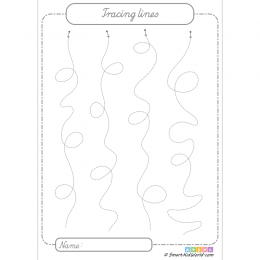 Swirls and loops on a preschool tracing lines worksheet for practicing motor skills, PDF file