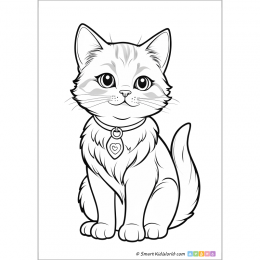 Cats coloring pages - simple picture of a cat drawn in thick lines, easy printable coloring pages for kids and preschoolers