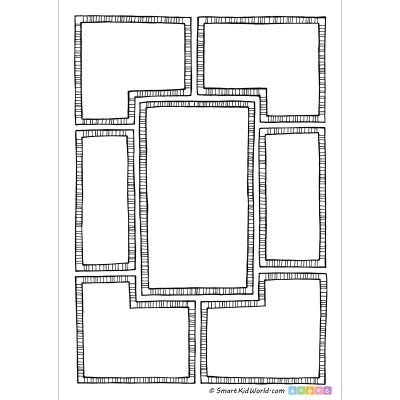 Doodle frames, coloring pages for kids and adults, hand drawn frames, coloring doodles