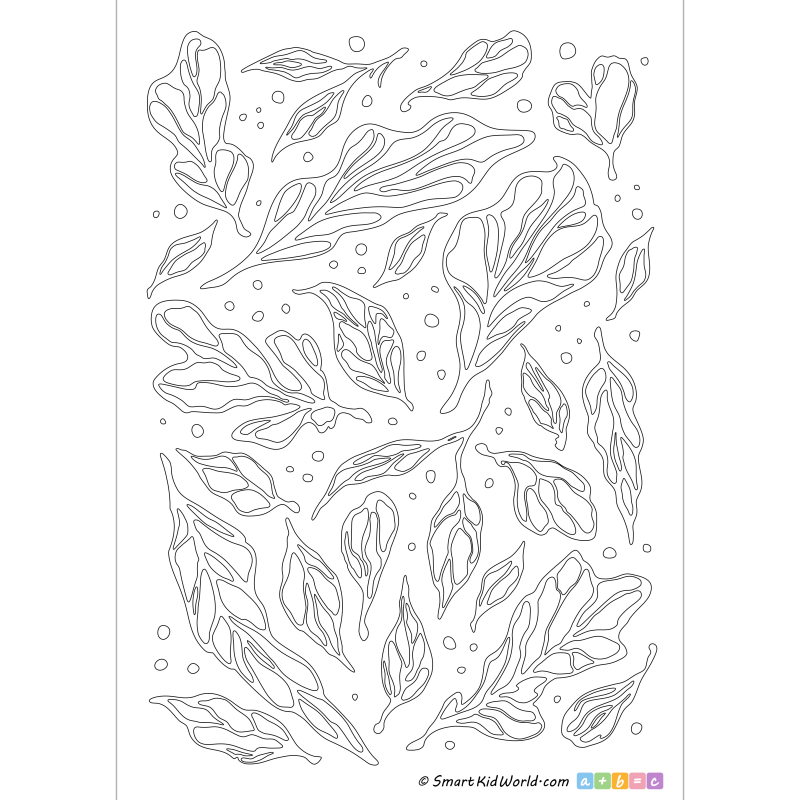 Doodle leaves mindful coloring page for adults and teenagers, coloring doodles