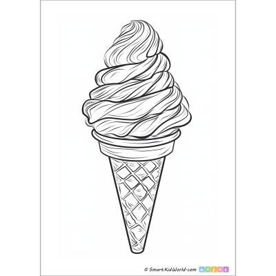 Twist ice cream cone, ice cream printable coloring pages for kids and preschoolers, candy decorations