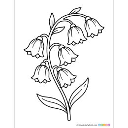 Flower bells bold and easy coloring page for kids, printable simple flowers