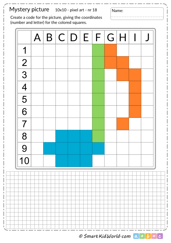 Music mystery picture with musical note, pixel art, learning coding and programming for kids - printable worksheets