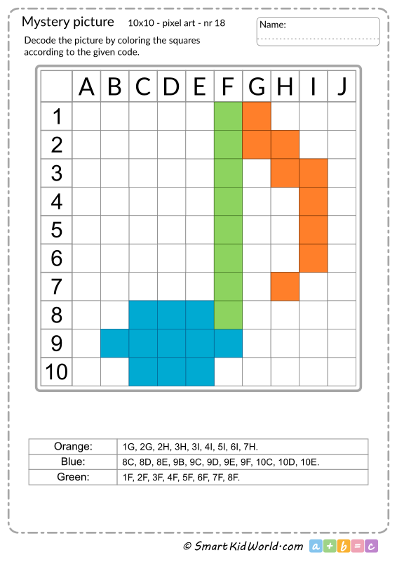 Music mystery picture with musical note, pixel art, learning coding and programming for kids - printable worksheets