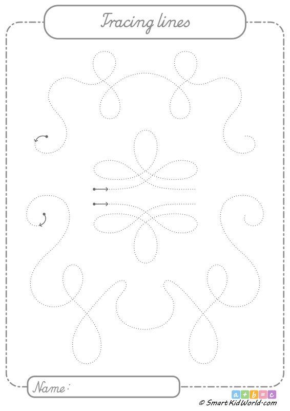 Swirls on a preschool tracing lines worksheet for practicing motor skills, PDF file