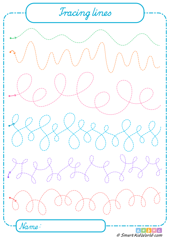 Printable tracing lines for kids as graphomotor exercises