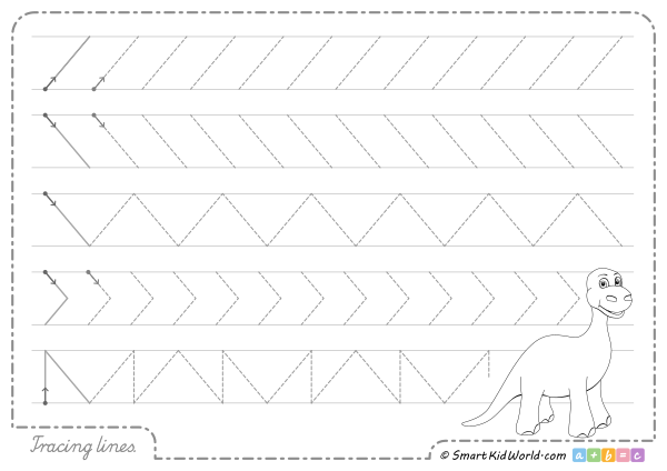 Large tracing lines worksheets for preschoolers to print as an introduction to learning to write, handwriting practice for kids with coloring page