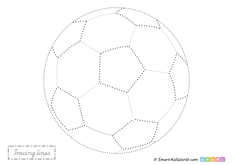 Football picture - Preschool tracing worksheets for practicing motor skills, printable worksheets for kids