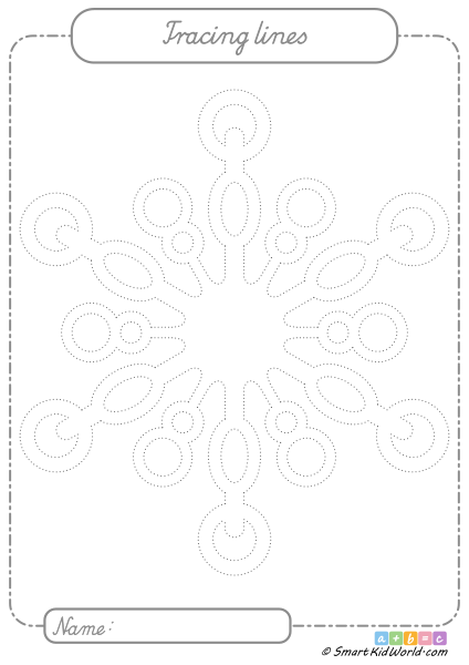 Winter snowflakes picture - Preschool tracing worksheets for practicing motor skills, printable worksheets for kids