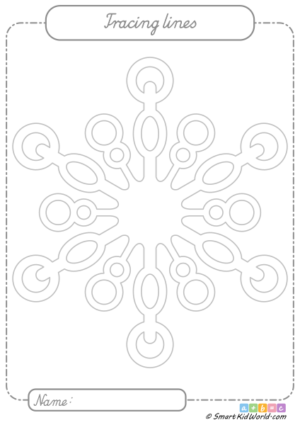 Winter snowflakes picture - Preschool tracing worksheets for practicing motor skills, printable worksheets for kids